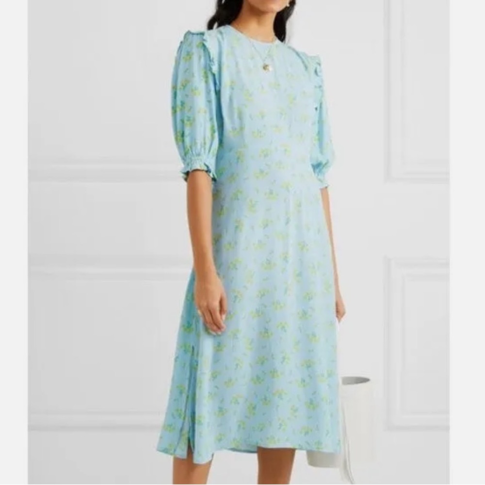Faithfull The Brand Jean Marie Blue Floral Midi Dress - Picture 3 of 7